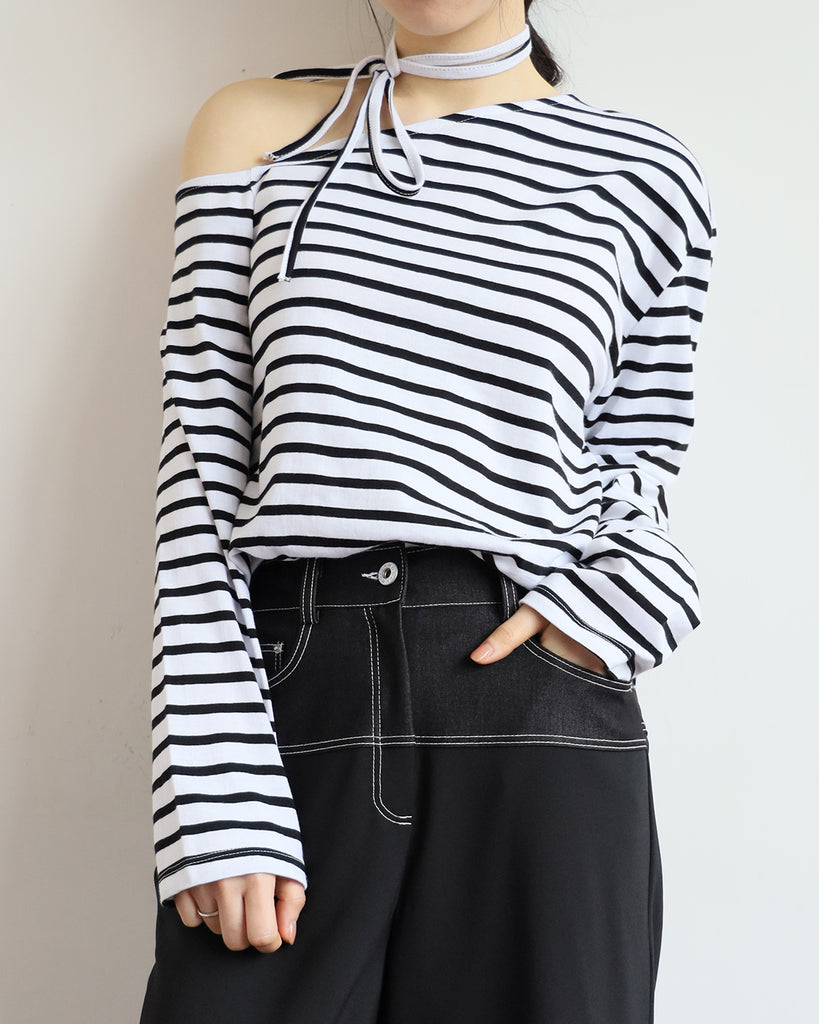 One Shoulder Striped Top (2 colors)