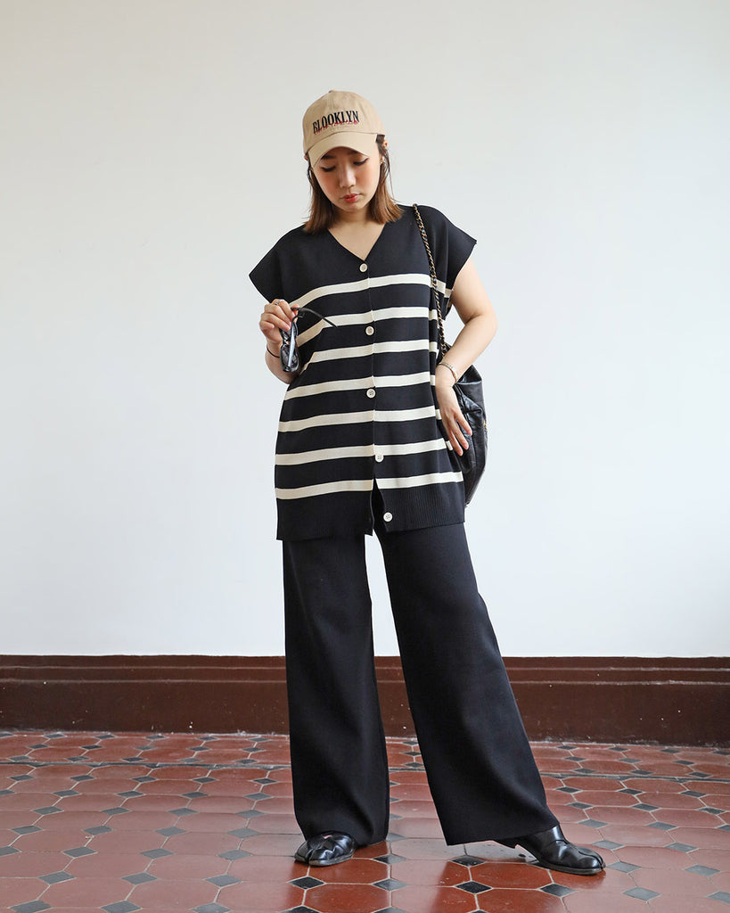 Striped Knit Top + Pants (Set) (2 Color)