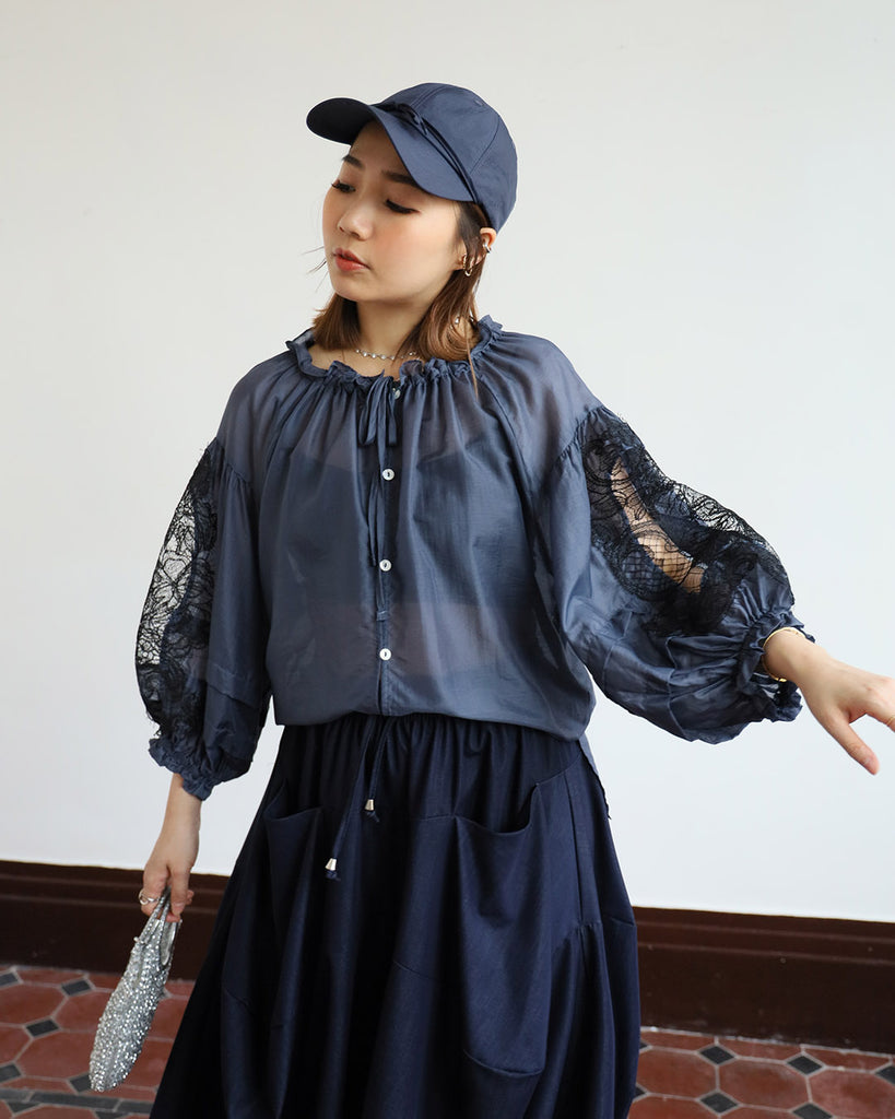 Lace Sleeves Blouse (2 colors)