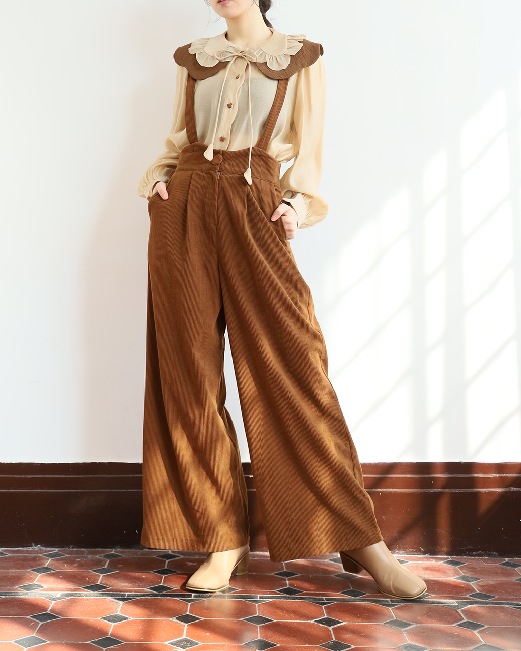 Wide Leg Pants w/ Suspender Straps