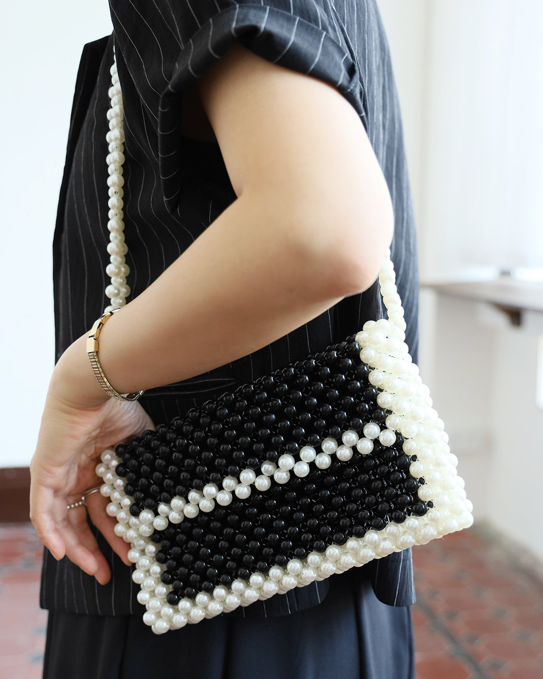 2-Tone Pearl Handbag