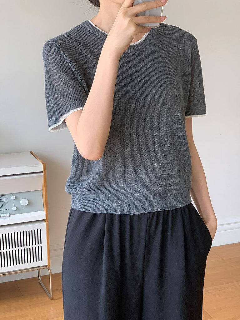 Contrast Trimmed Top (3 Colors)