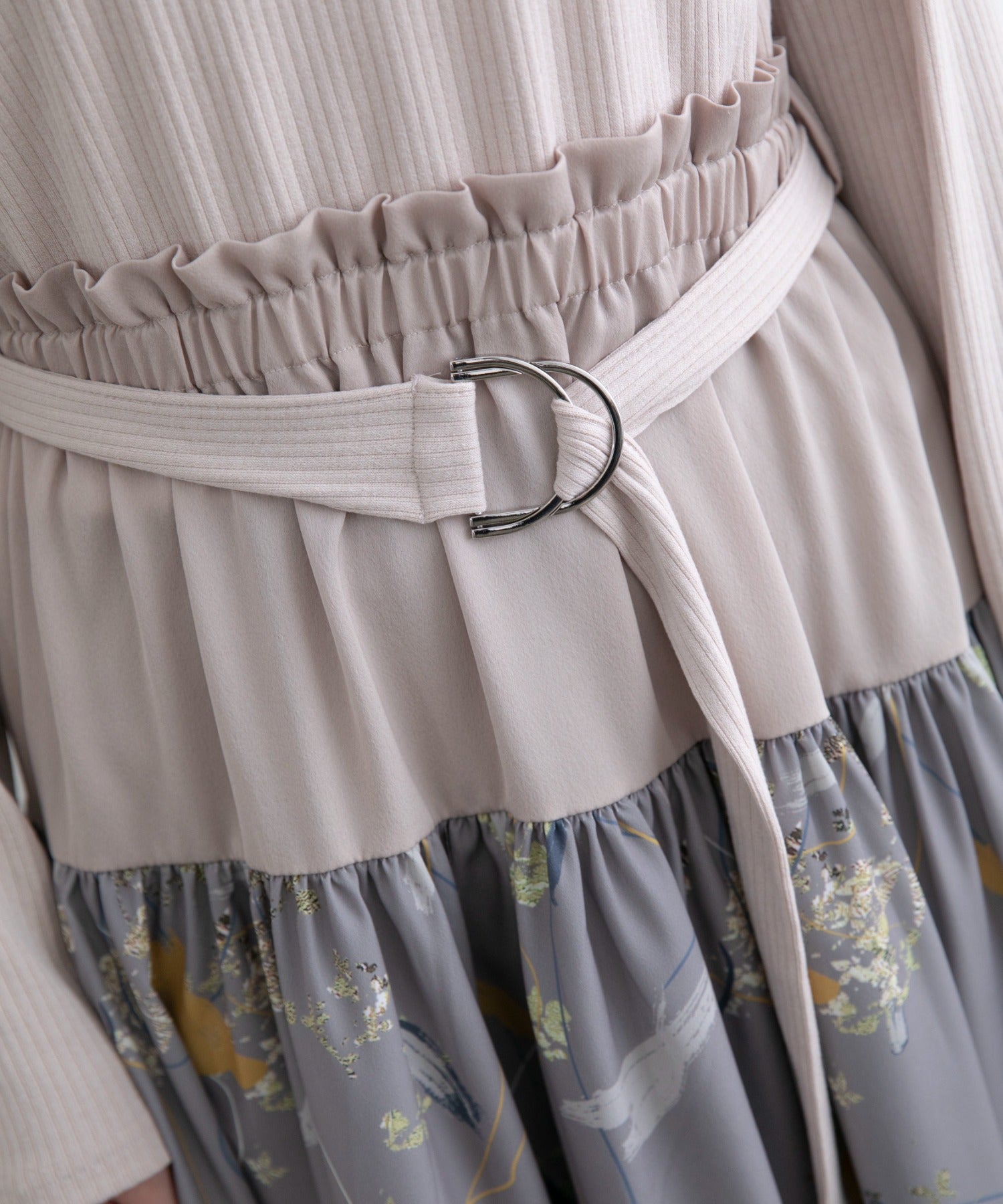Fabric Mix Dress w/belt
