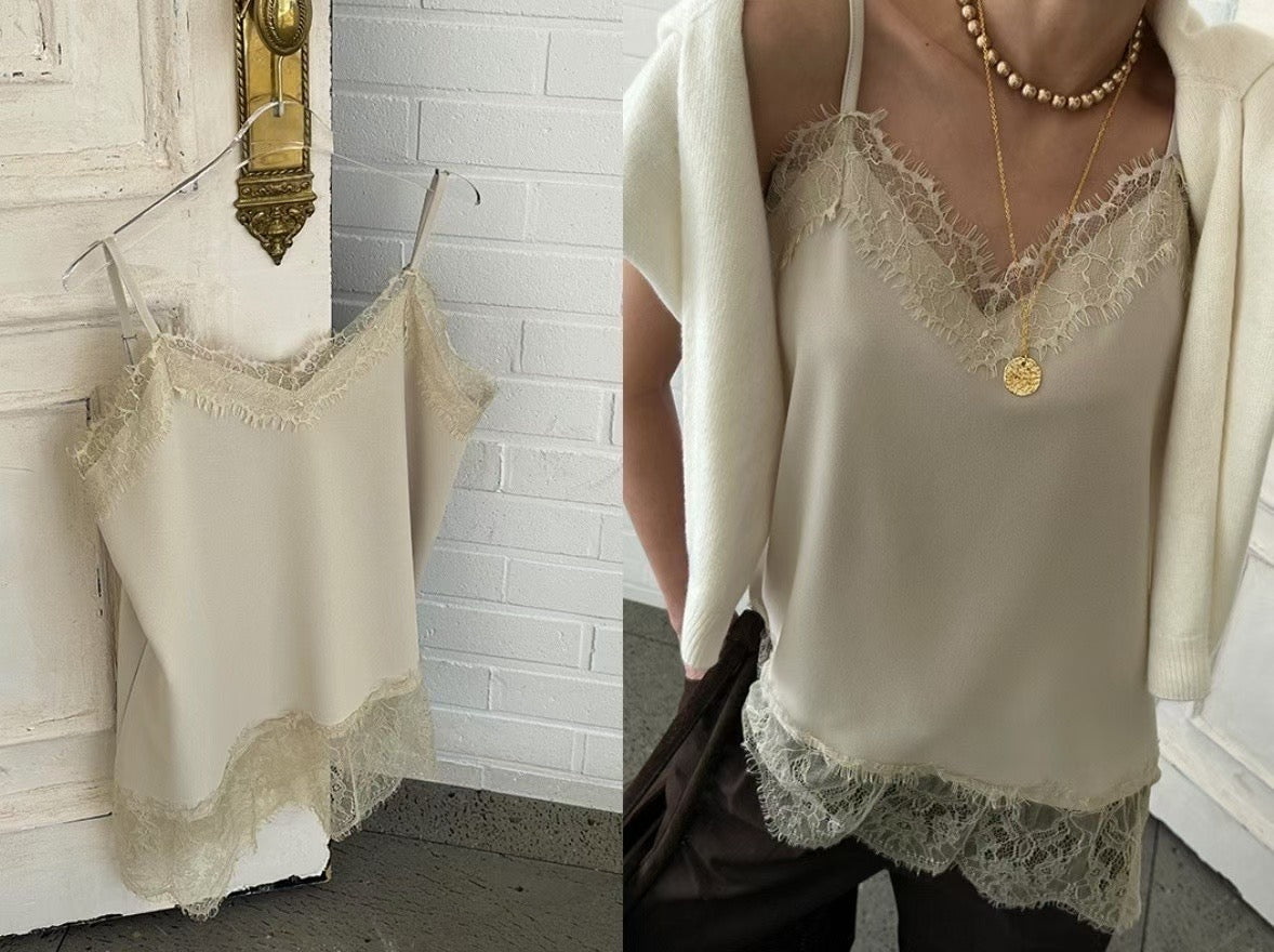 Lace Trim Cami Vest (3 Colors)