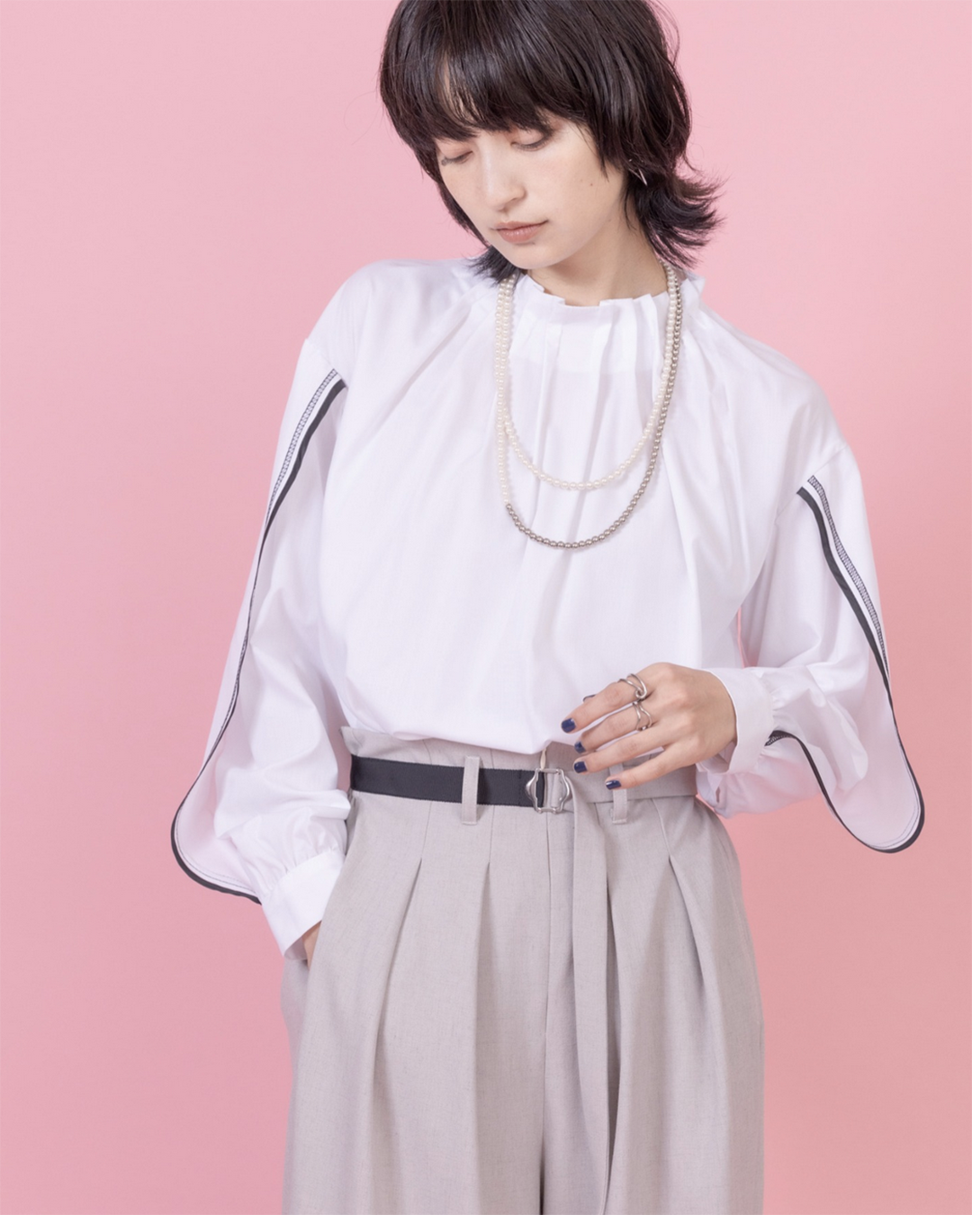 JAPAN BRAND Structure Sleeve Striped Top