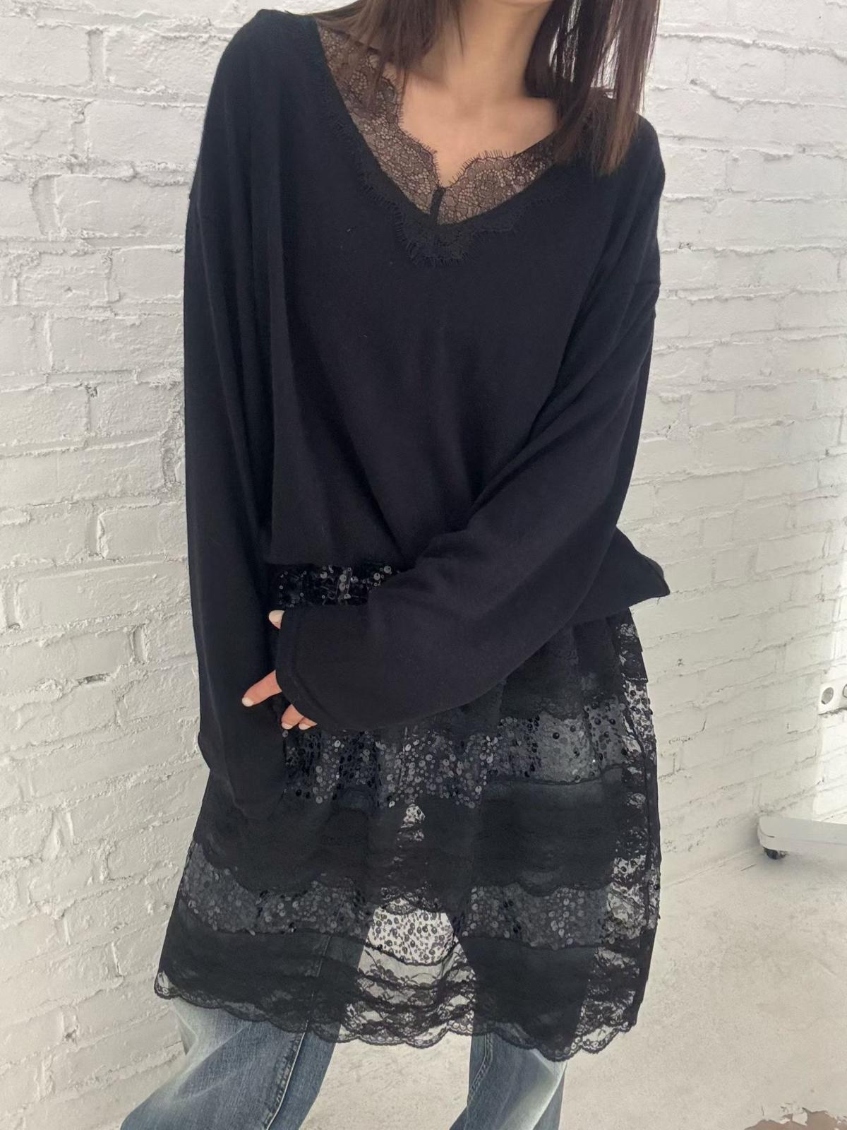 Loose Fit Lace Collar Top (3 colors)