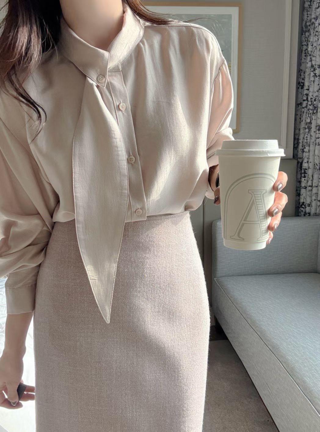 Tie Collar Shirt (4-color)