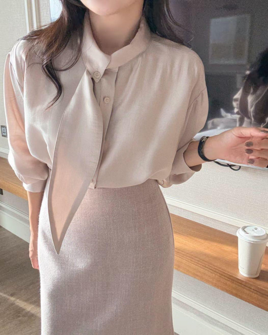Tie Collar Shirt (4-color)