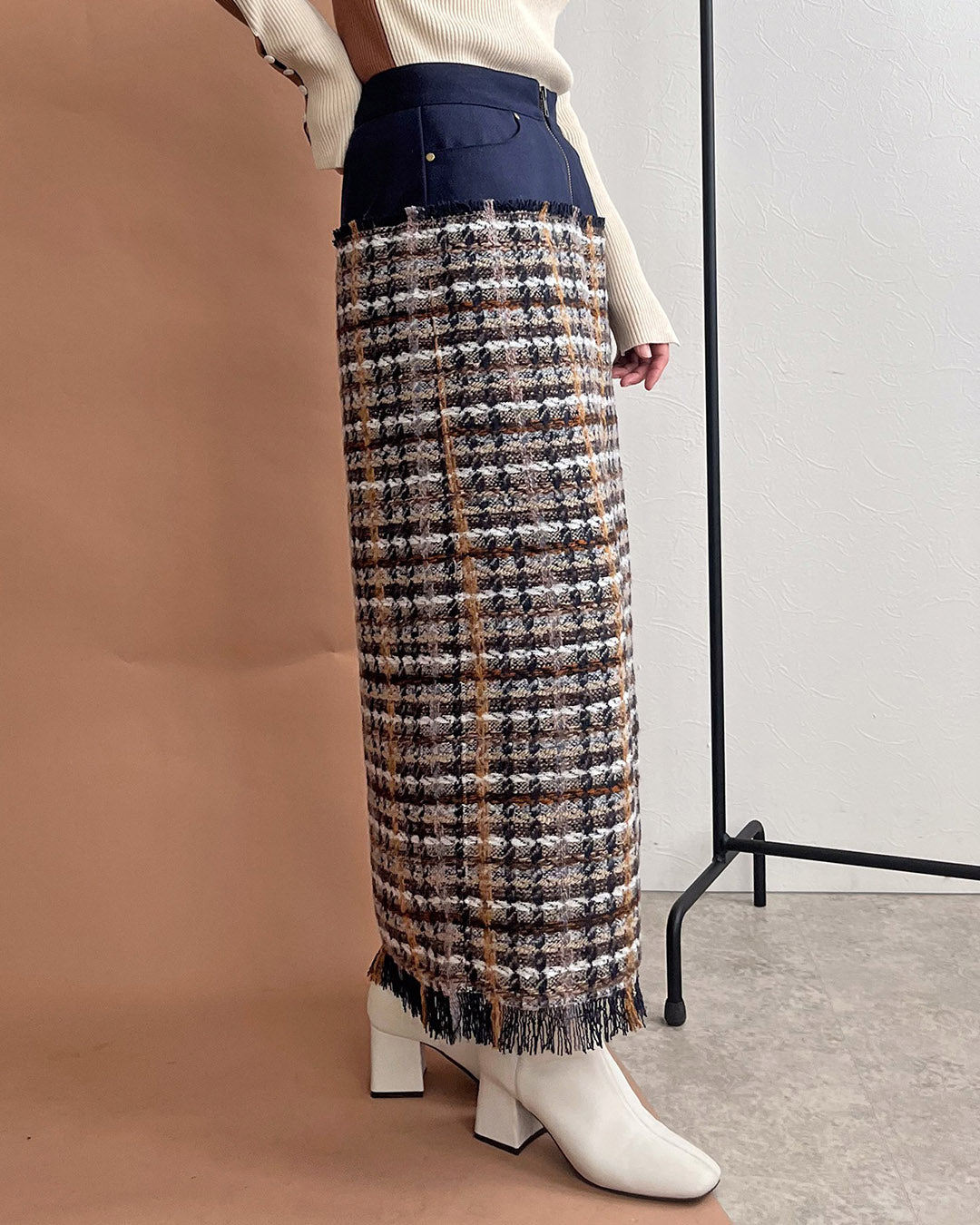 Tweed Front Zip Skirt (2 color)