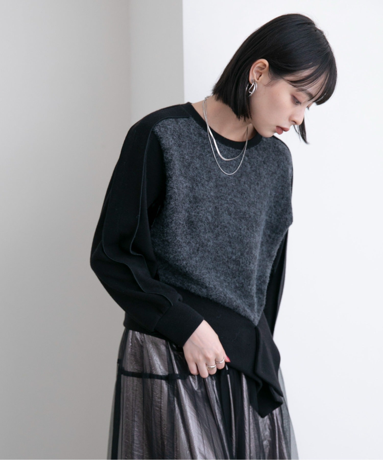 Asymmetric Fluffy Knitted Top