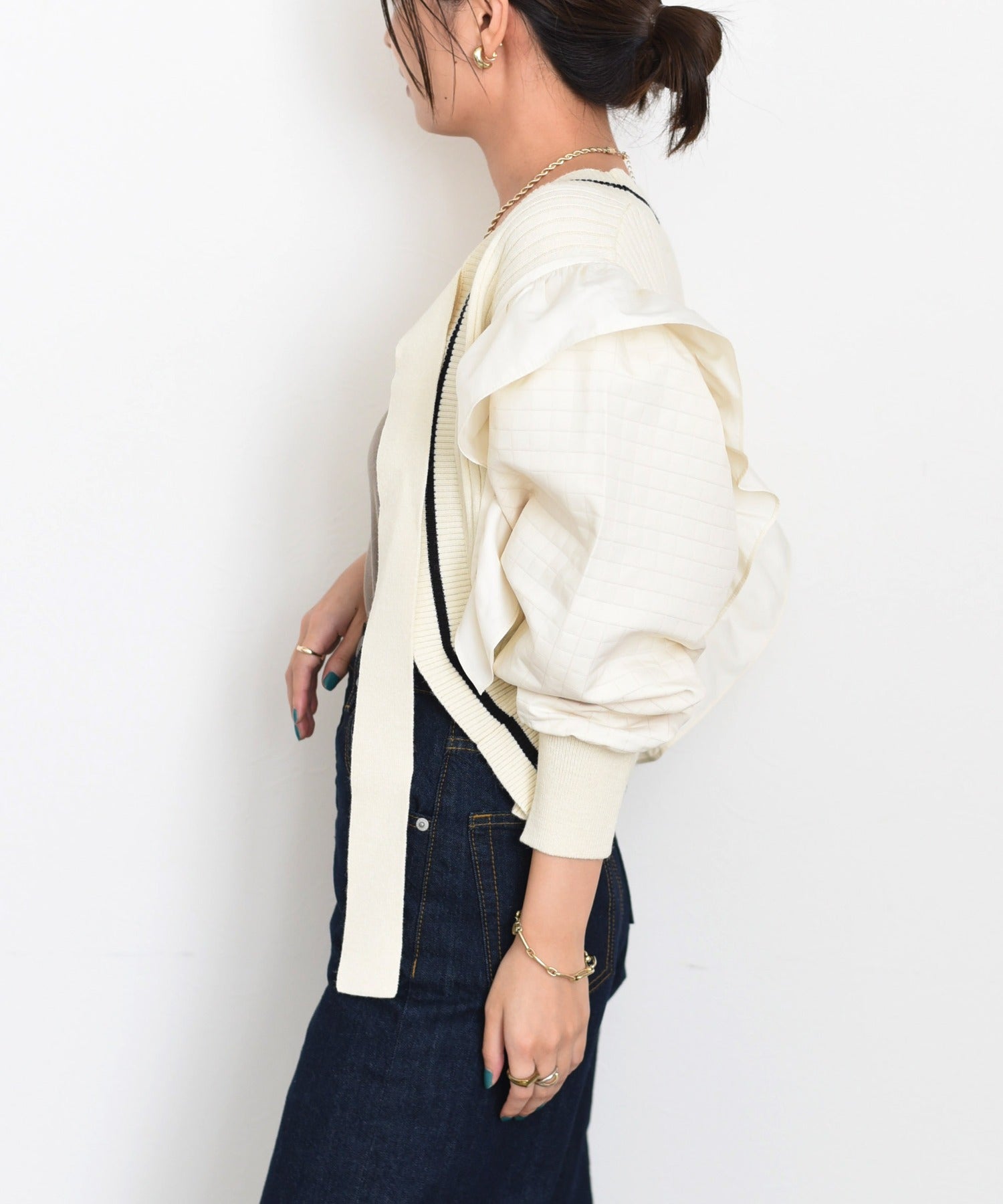 Ruffle Mono Cropped Outer  (2 color)