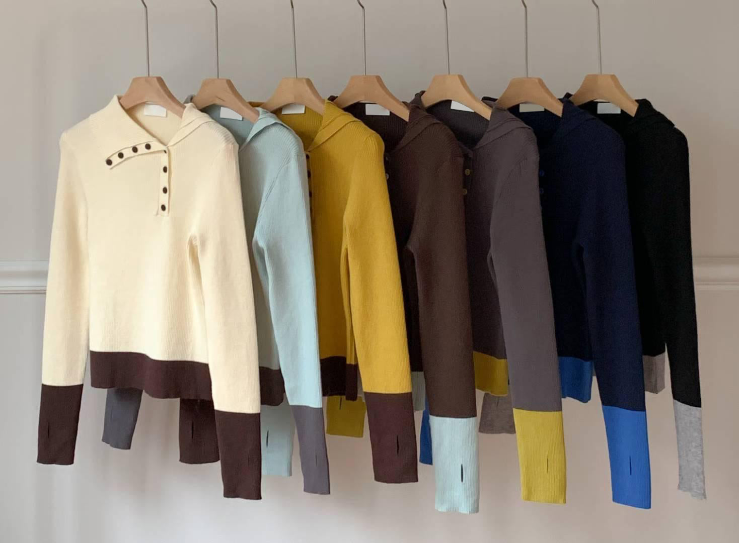 2-Tone Button Details Top (4 colors)