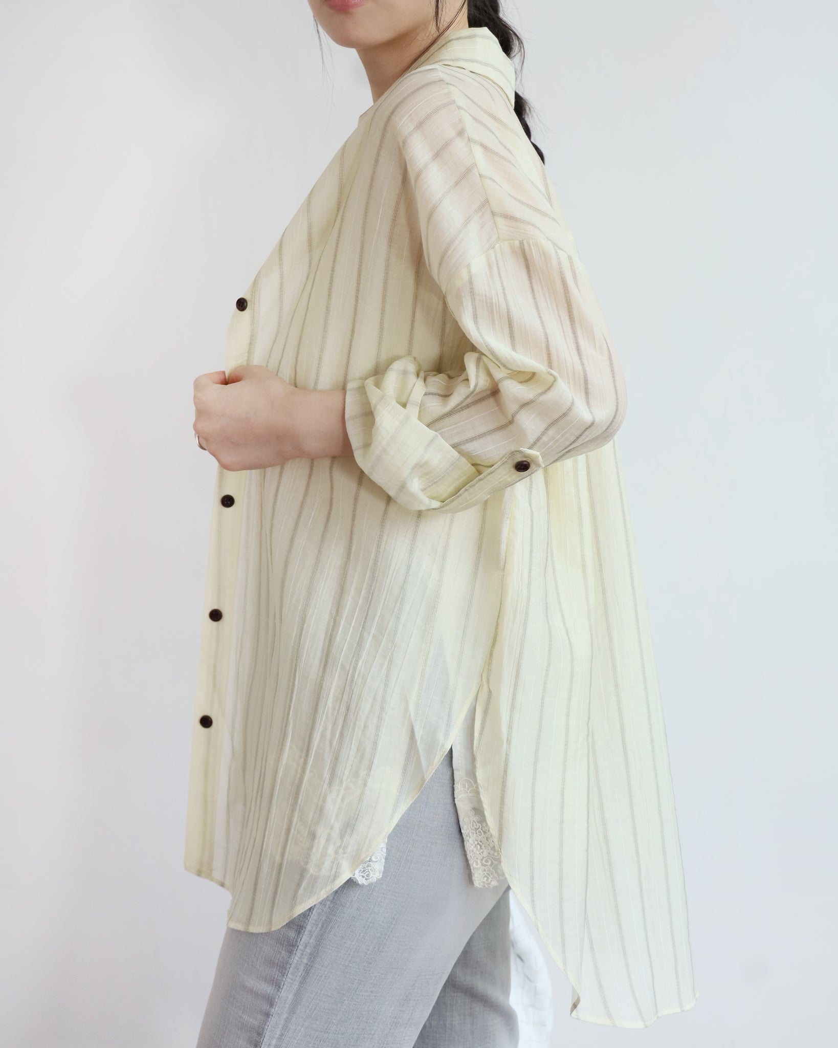 Butter Yellow Pinstriped Shirt