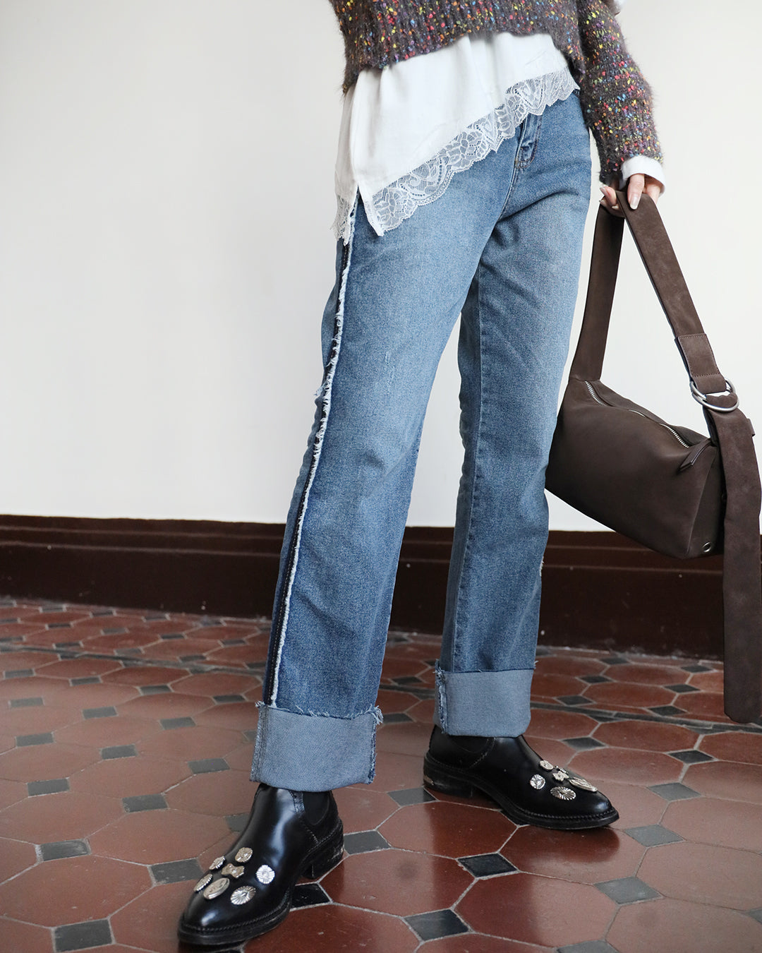 Straight Leg Patch Jeans (Size S-XL)