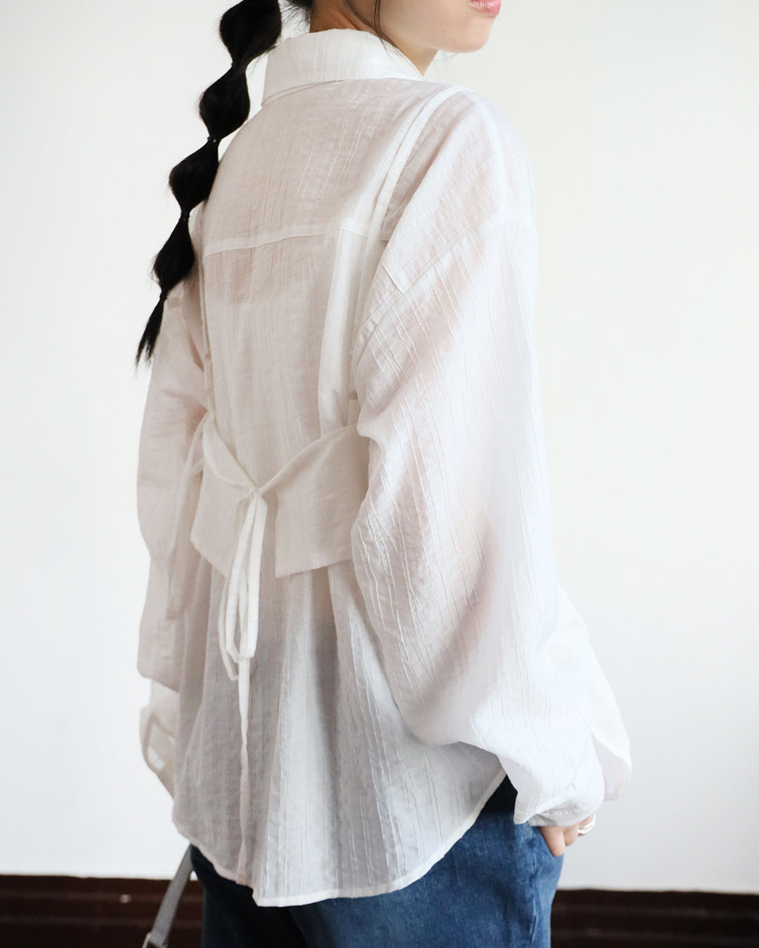 Texture Fabric Shirt + Cami Top (Set) (3 color)