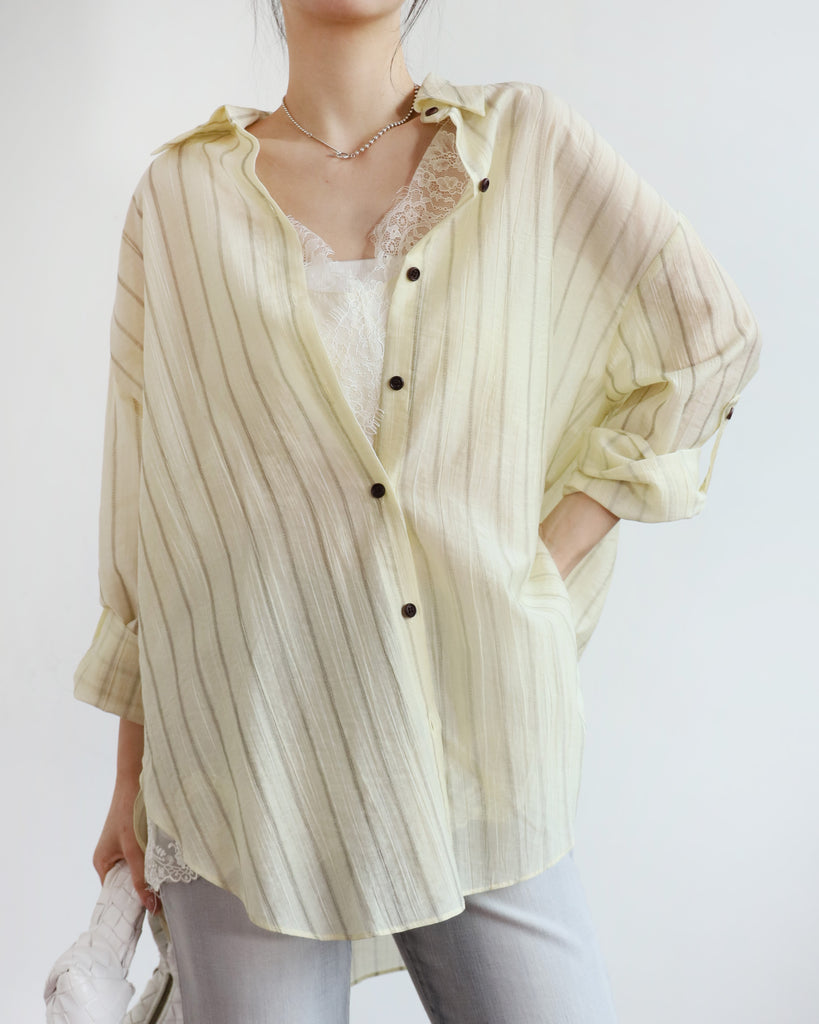Butter Yellow Pinstriped Shirt