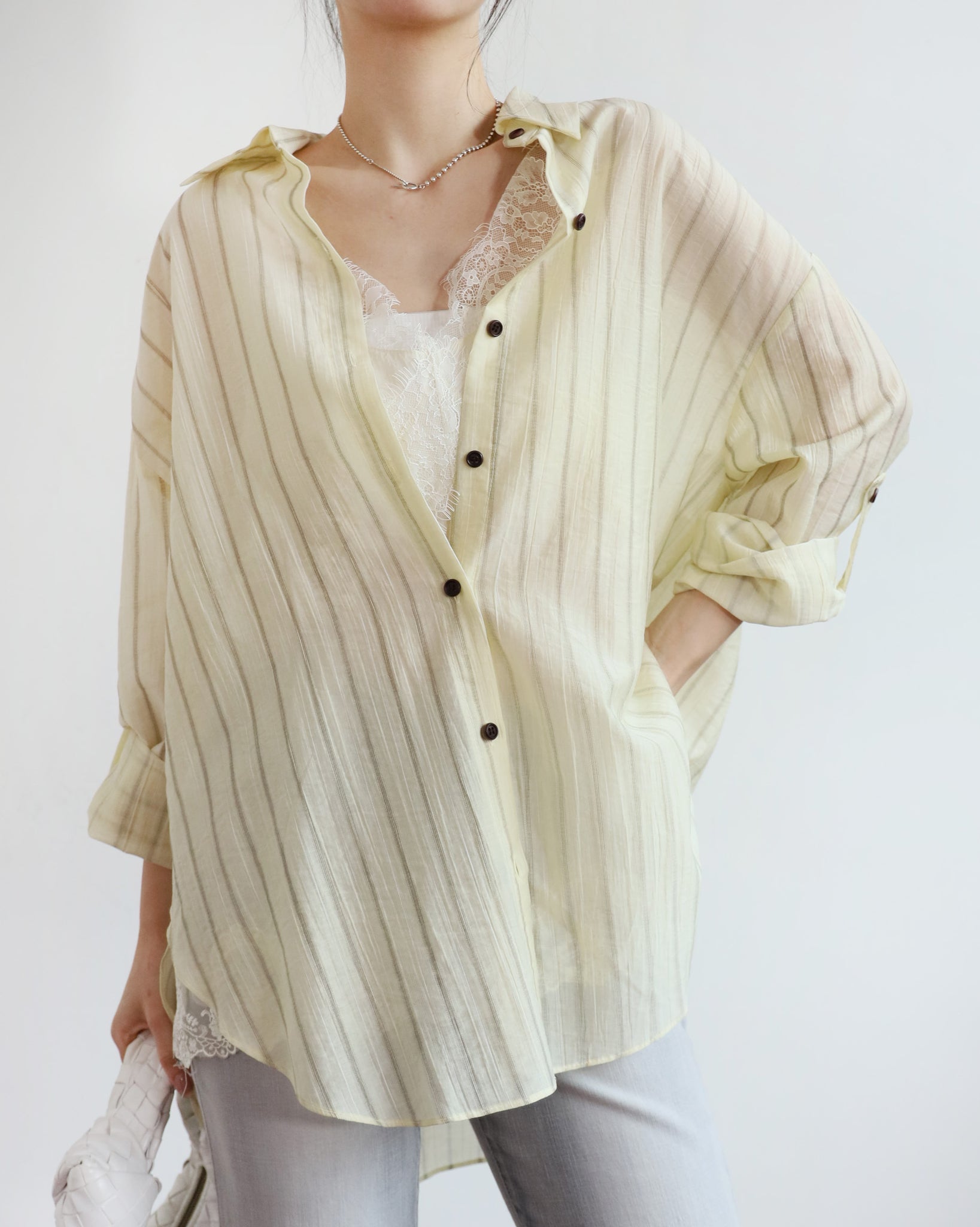 Butter Yellow Pinstriped Shirt