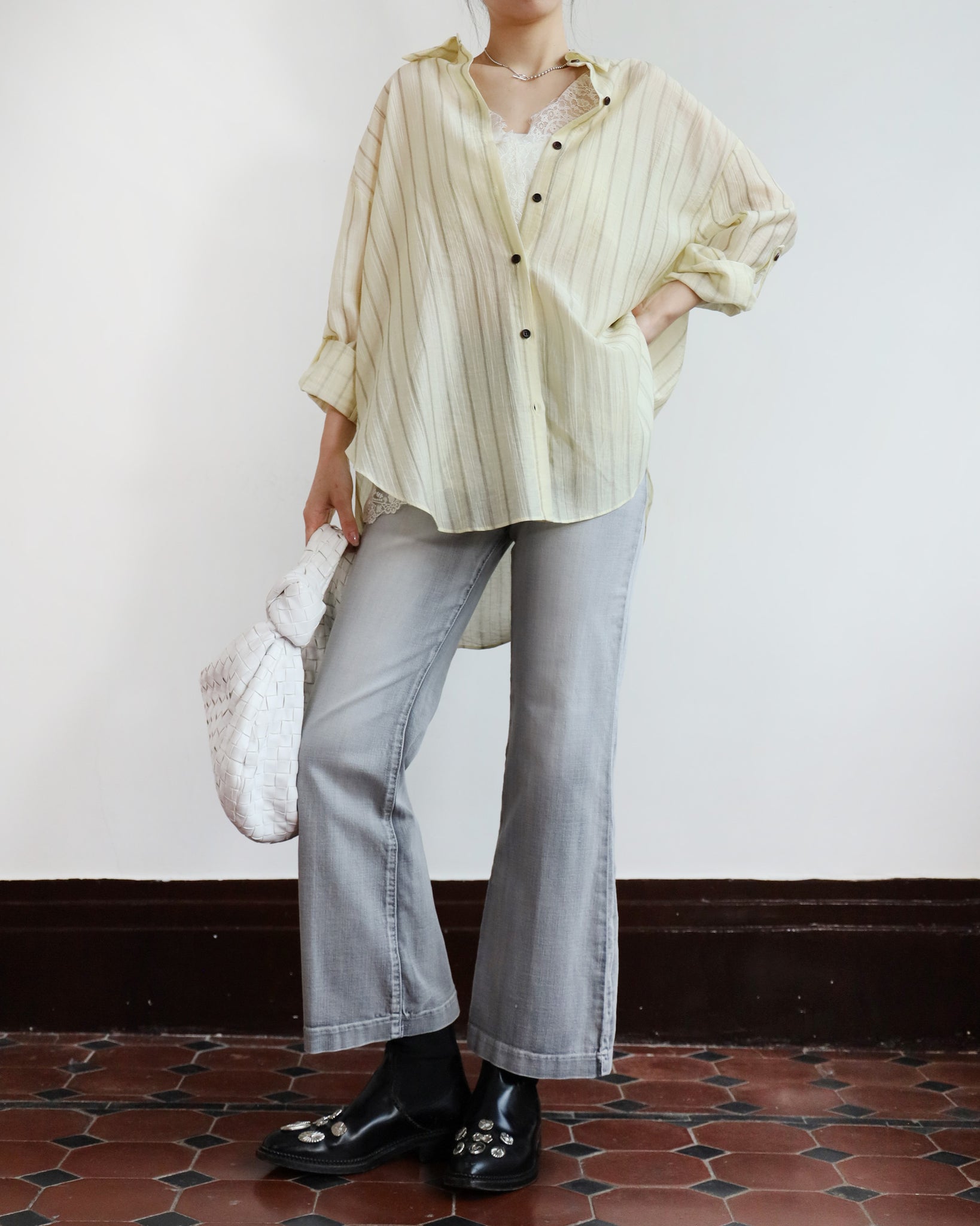 Butter Yellow Pinstriped Shirt