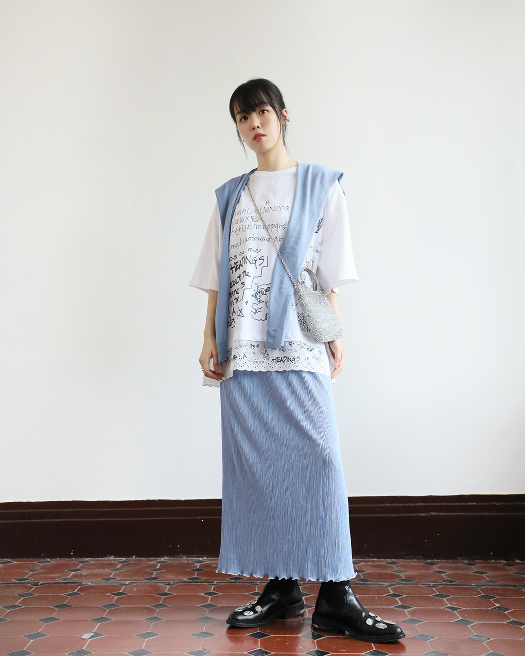 Relaxed Pleated Pencil Skirt (7 color)