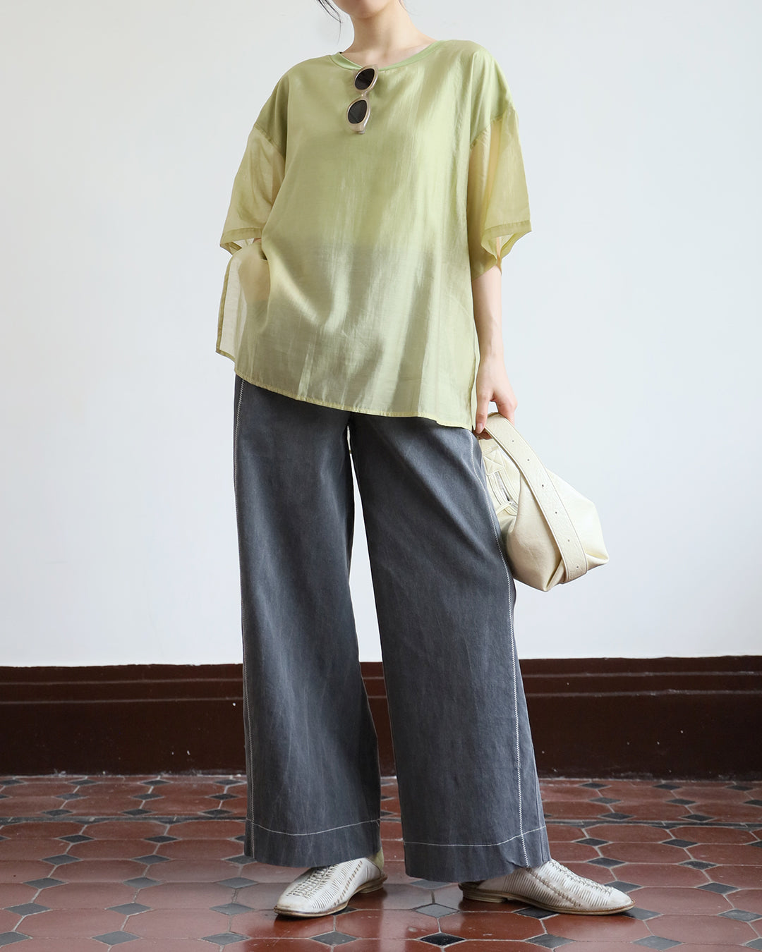 JAPAN BRAND-Tie Waist Silky Layer Top