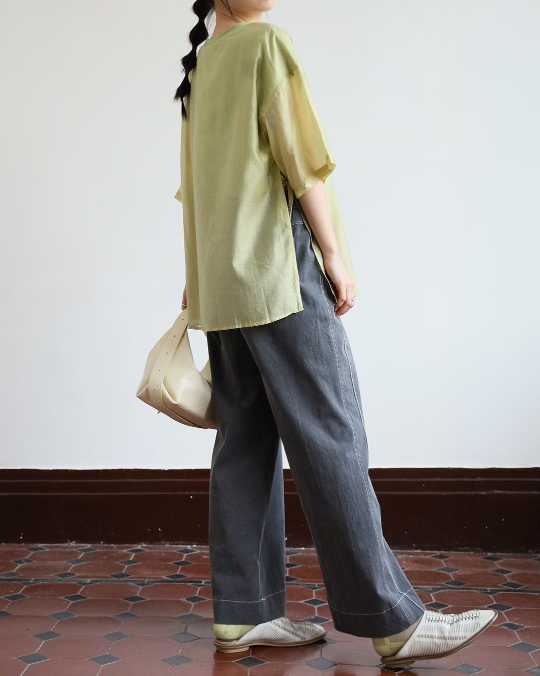 JAPAN BRAND-Tie Waist Silky Layer Top