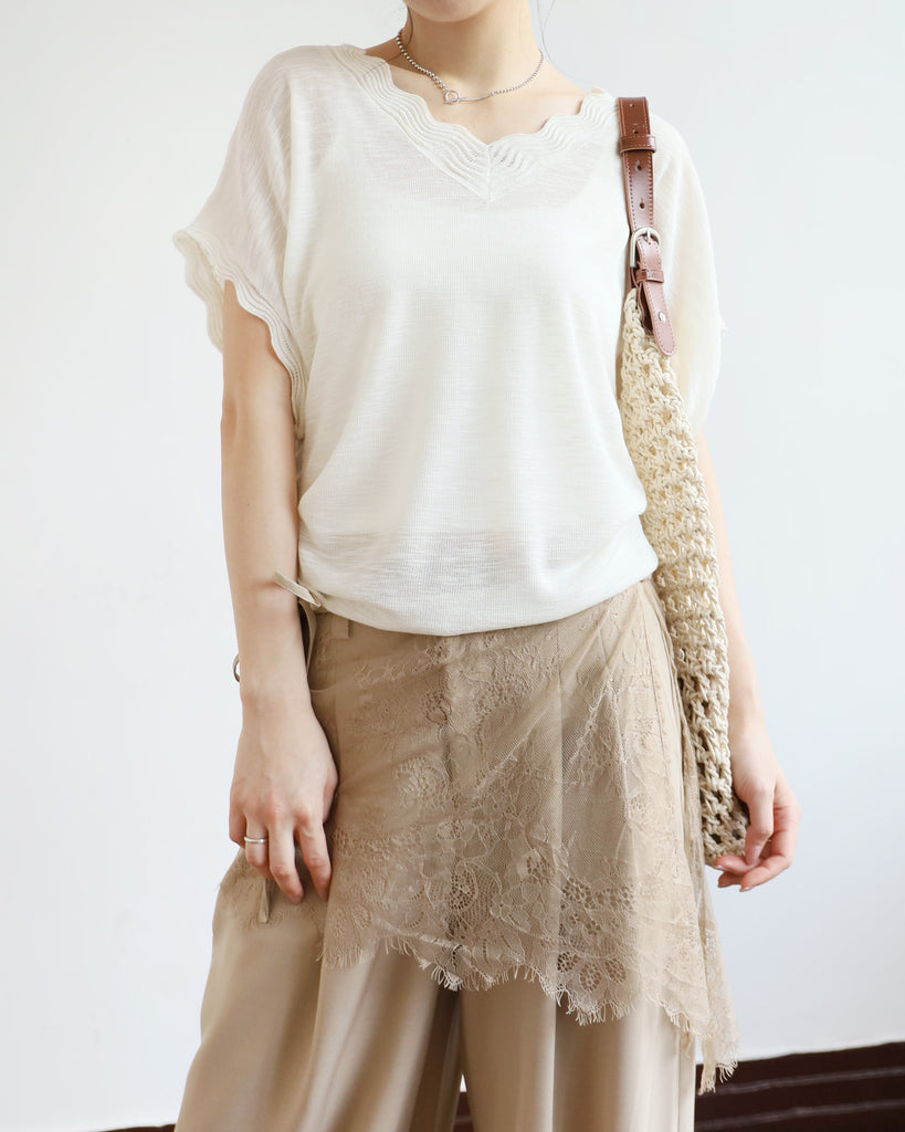 Ripple V-Neck Summer Knit Top (2 colors)