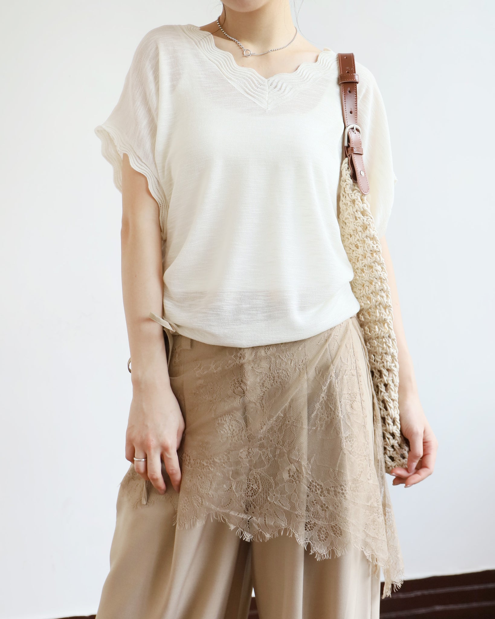 Ripple V-Neck Summer Knit Top (2 colors)