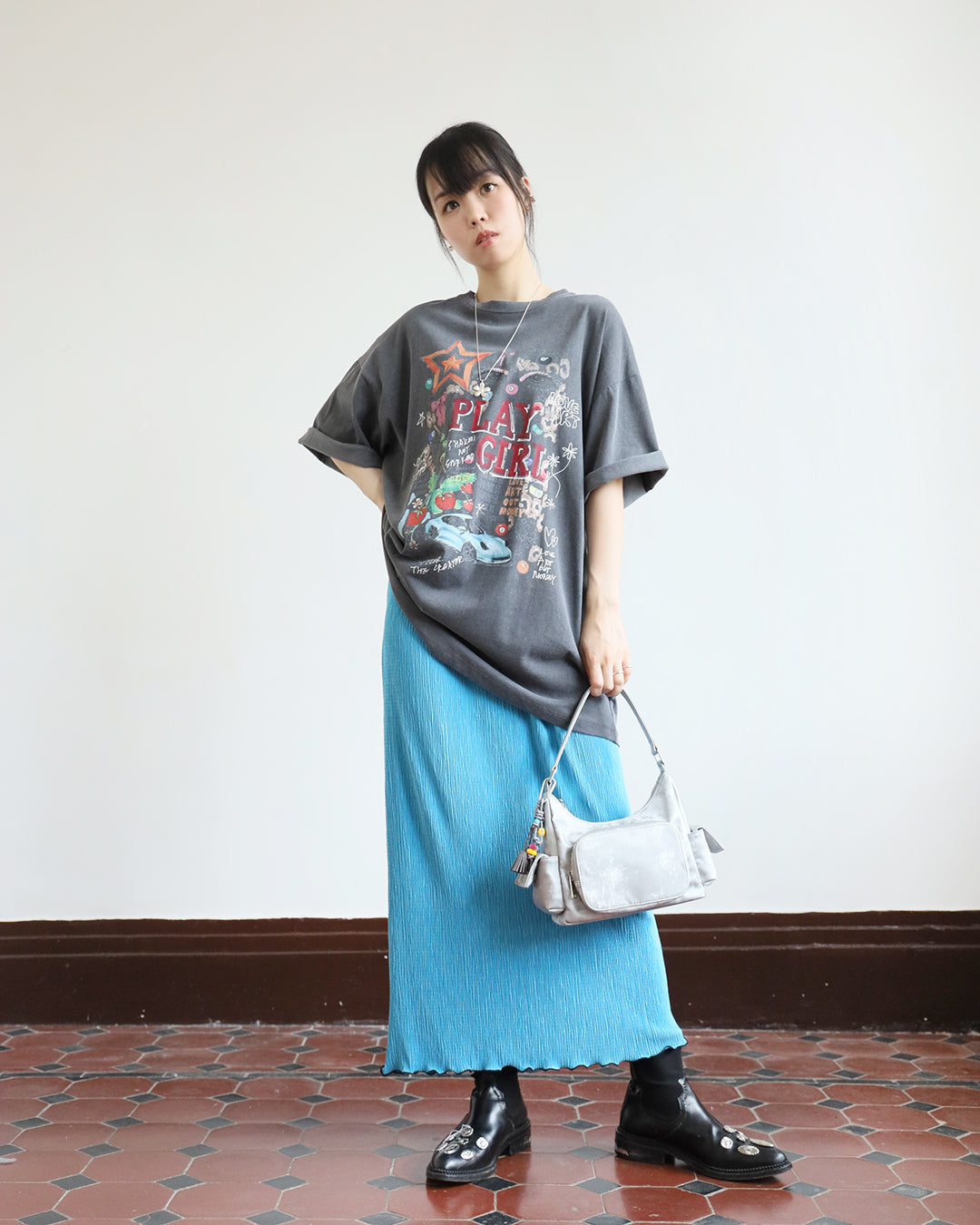 Relaxed Pleated Pencil Skirt (7 color)