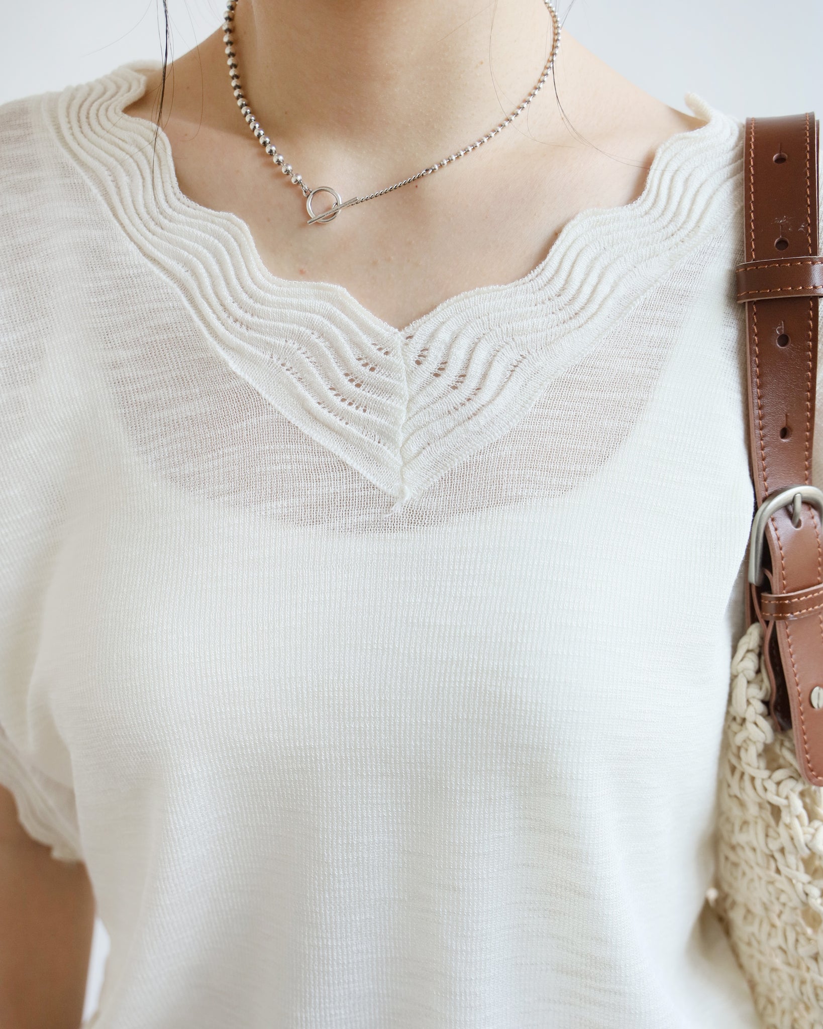 Ripple V-Neck Summer Knit Top (2 colors)