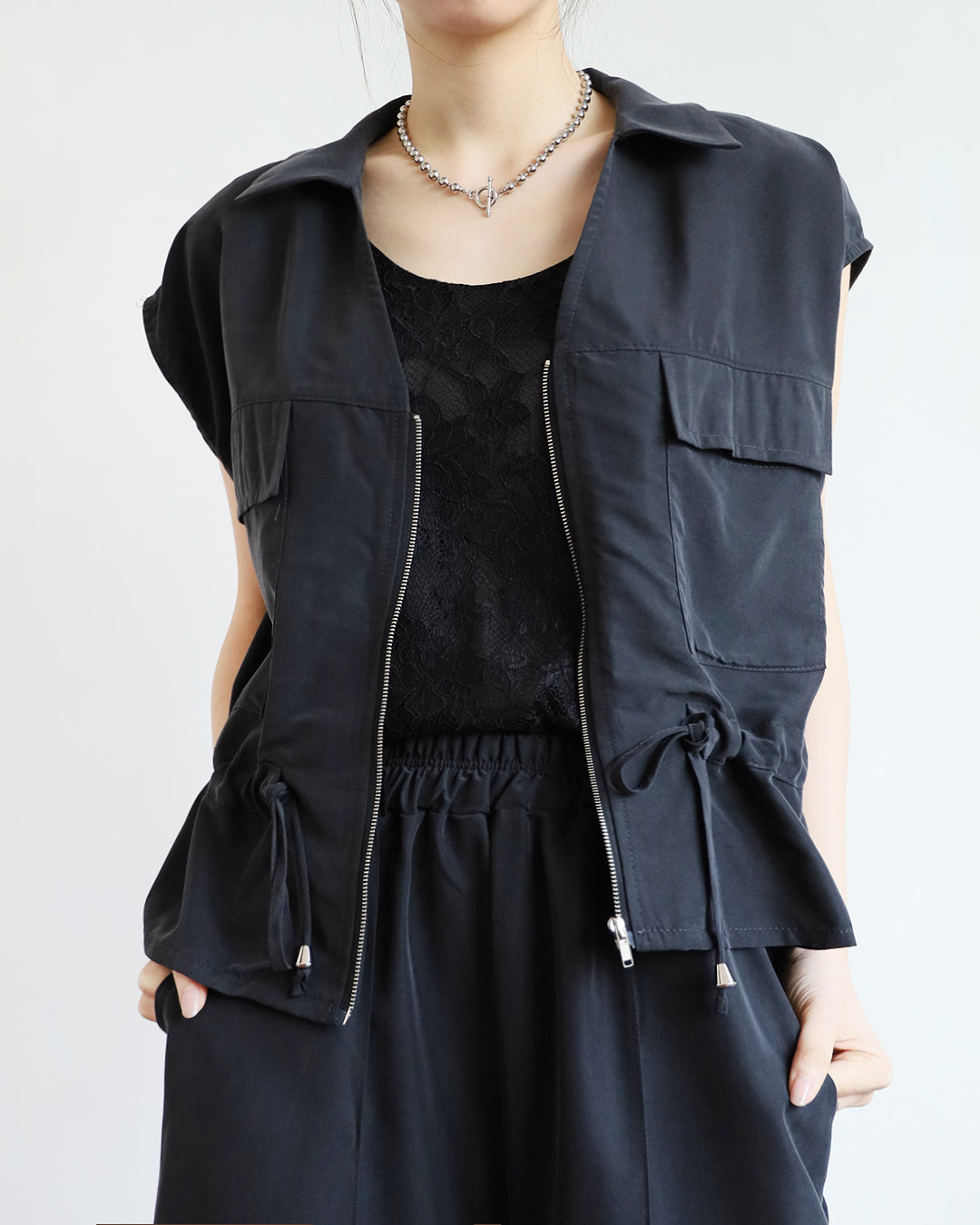 Front Pocket Drawstring Vest