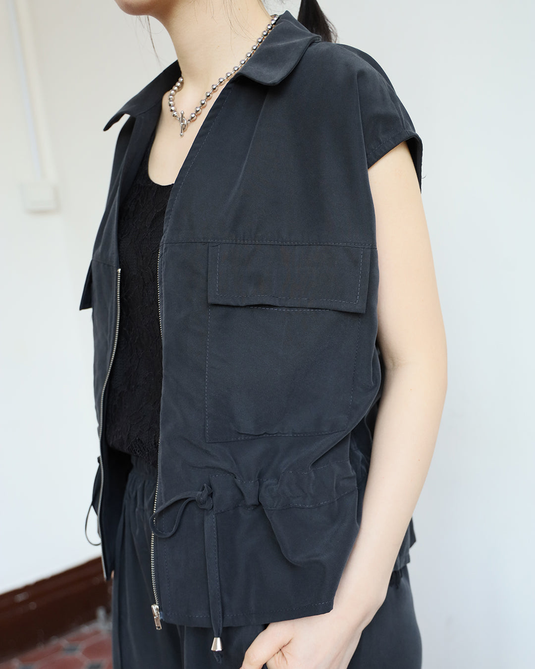 Front Pocket Drawstring Vest