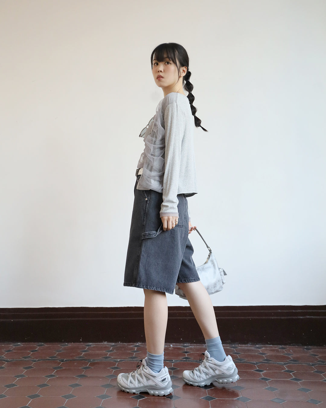 Ruched Mesh Cardigan
