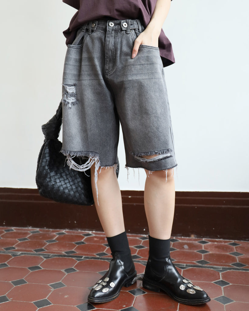 Ripped Denim Shorts (2 colors)