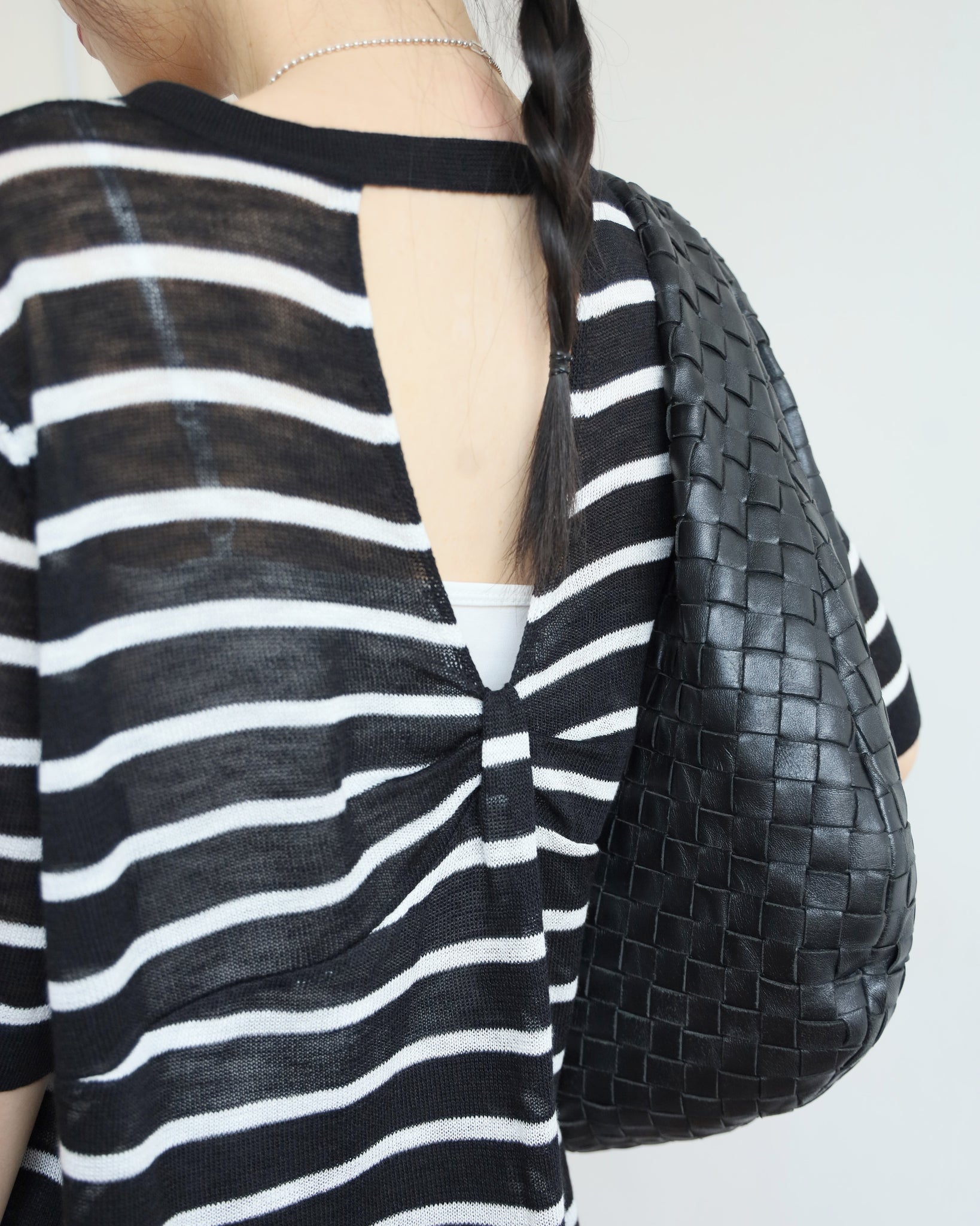 Cut Out Back Striped Knit Top (2 colors)