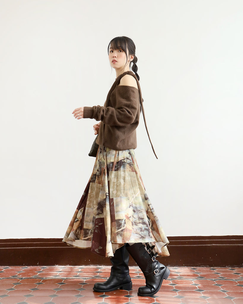 Pattern Velvet Skirt