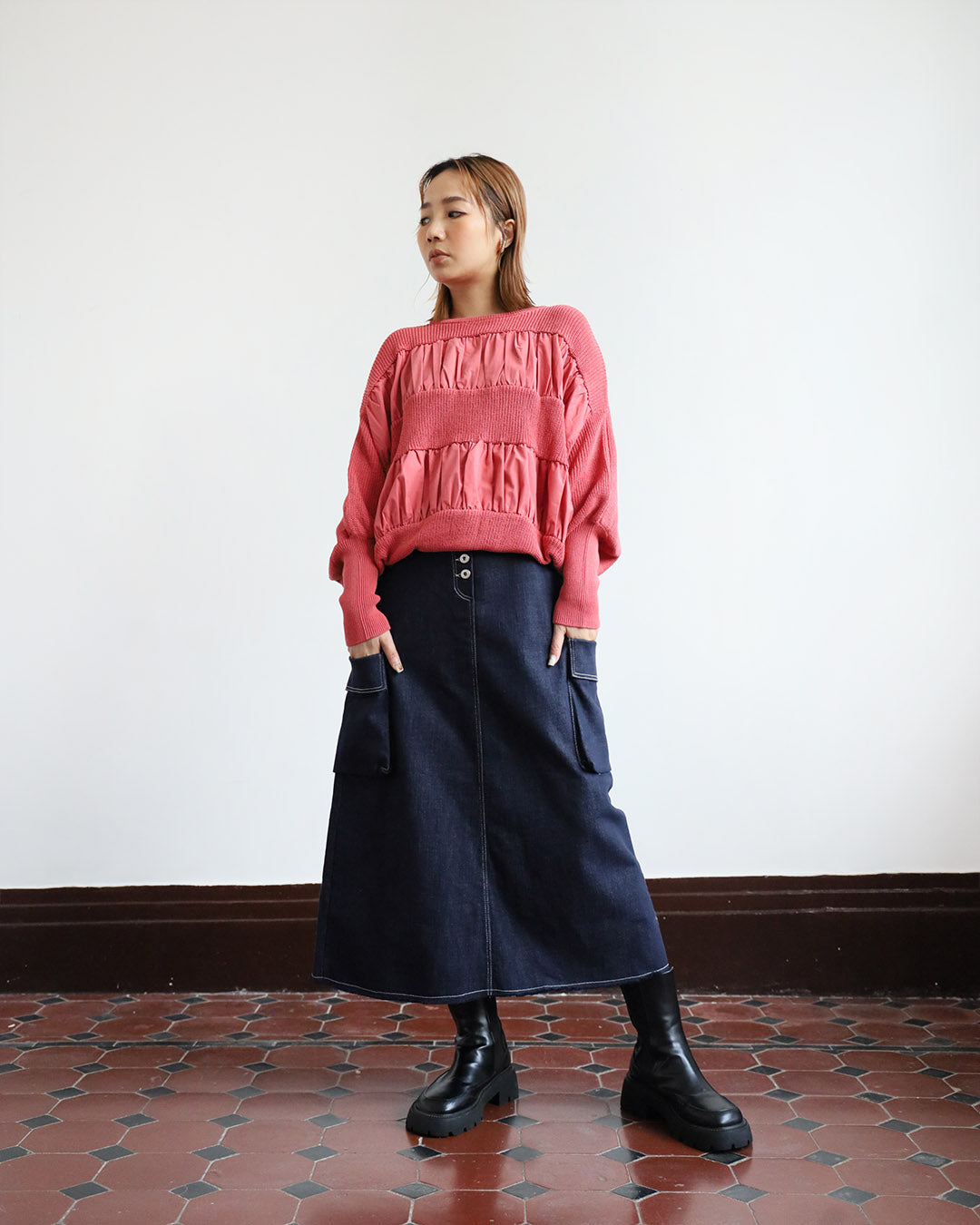 Fabric Mix Knitwear (2 color)