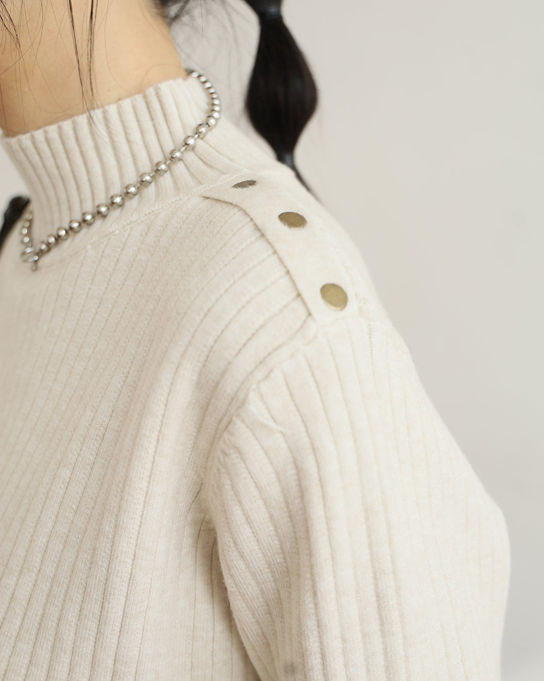 Studded Details Ribbed Top (4 colors)