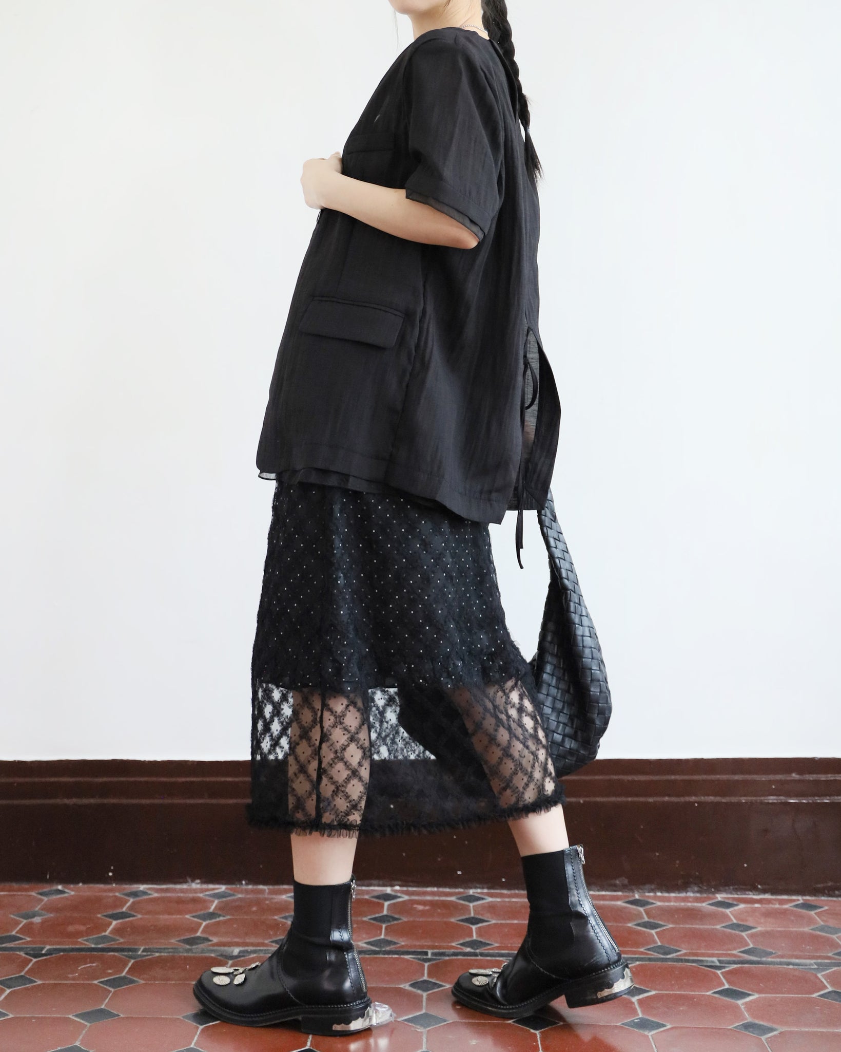 *Mesh Layer Polka Dots Skirt