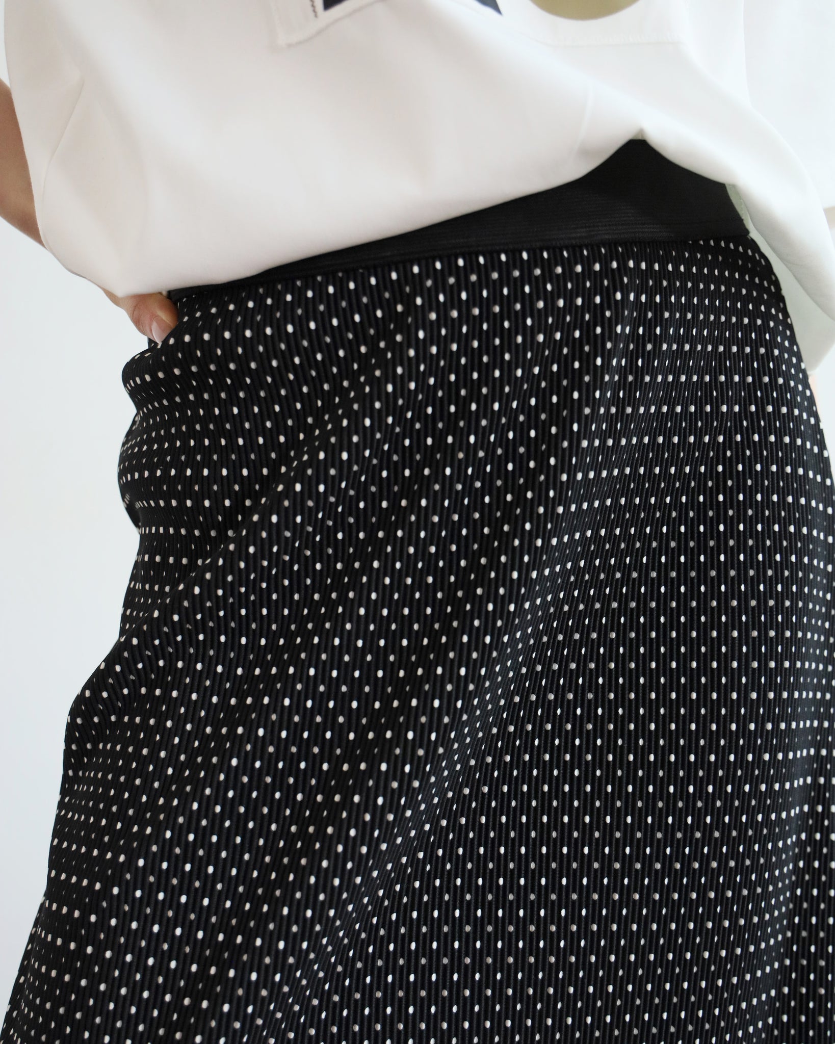 Polka Dot Lace Hem Skirt