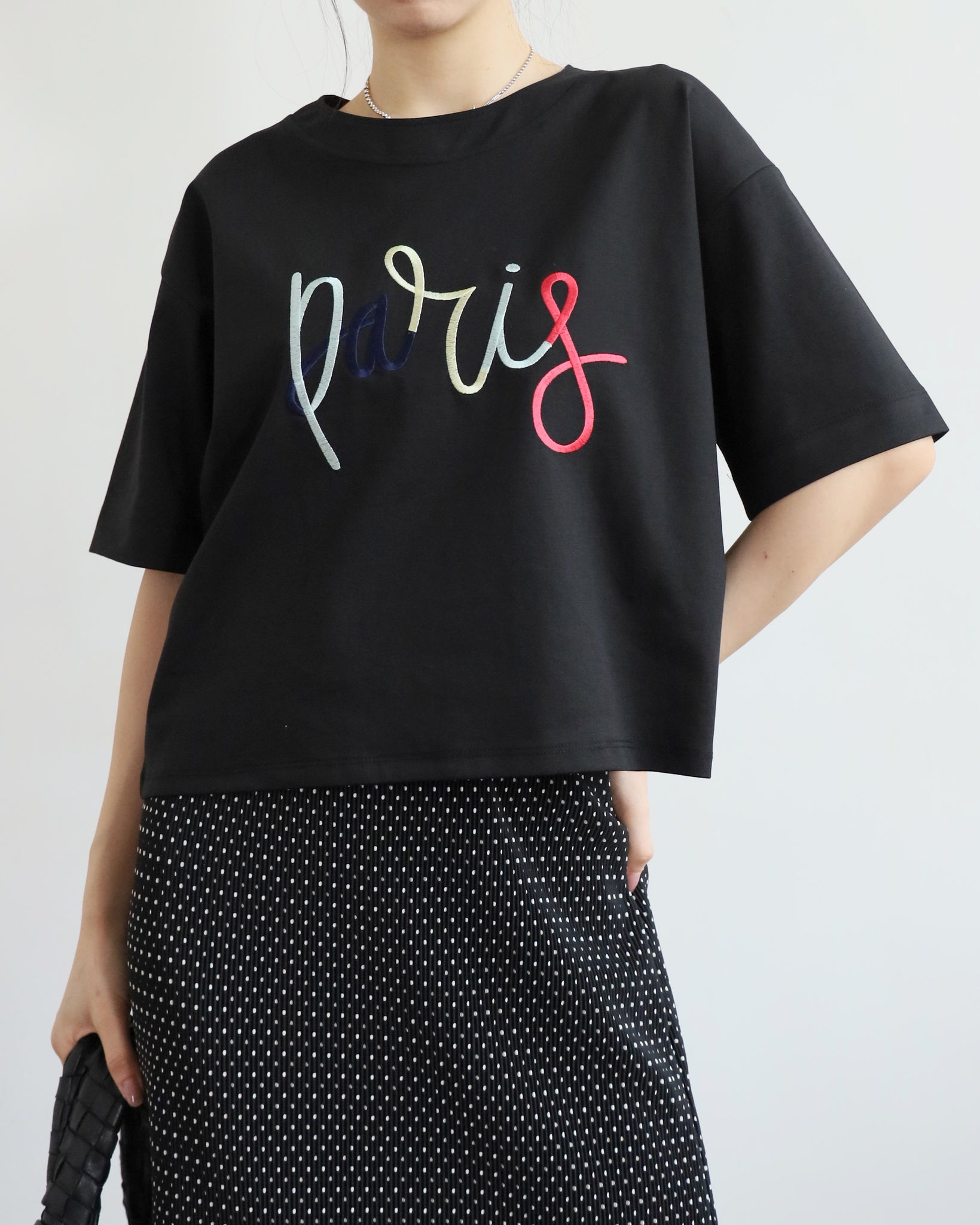 Embroidered Lettering Tee (2 colors)