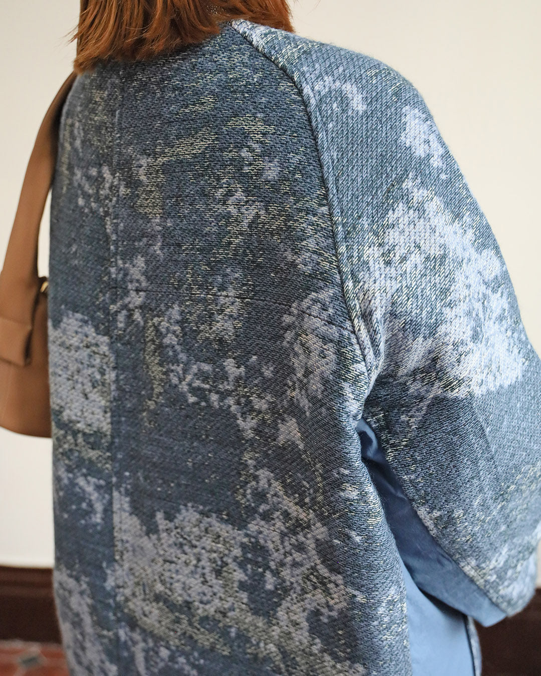 Jacquard Fabric Mix Longline Coat