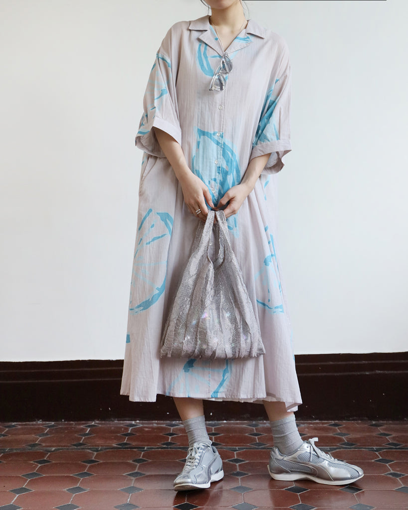 JAPAN BRAND - Grey Floral Cotton Dress