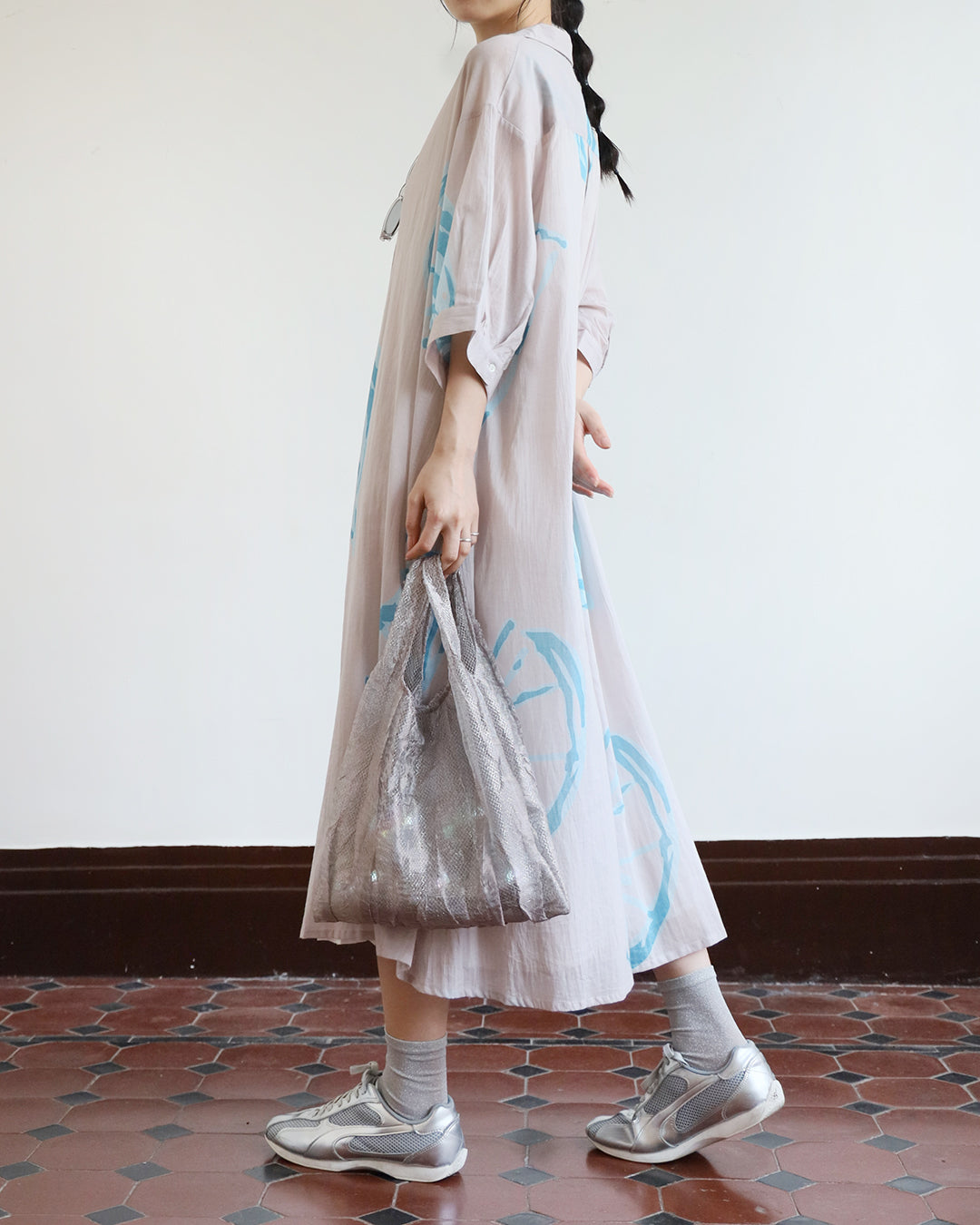 JAPAN BRAND - Grey Floral Cotton Dress