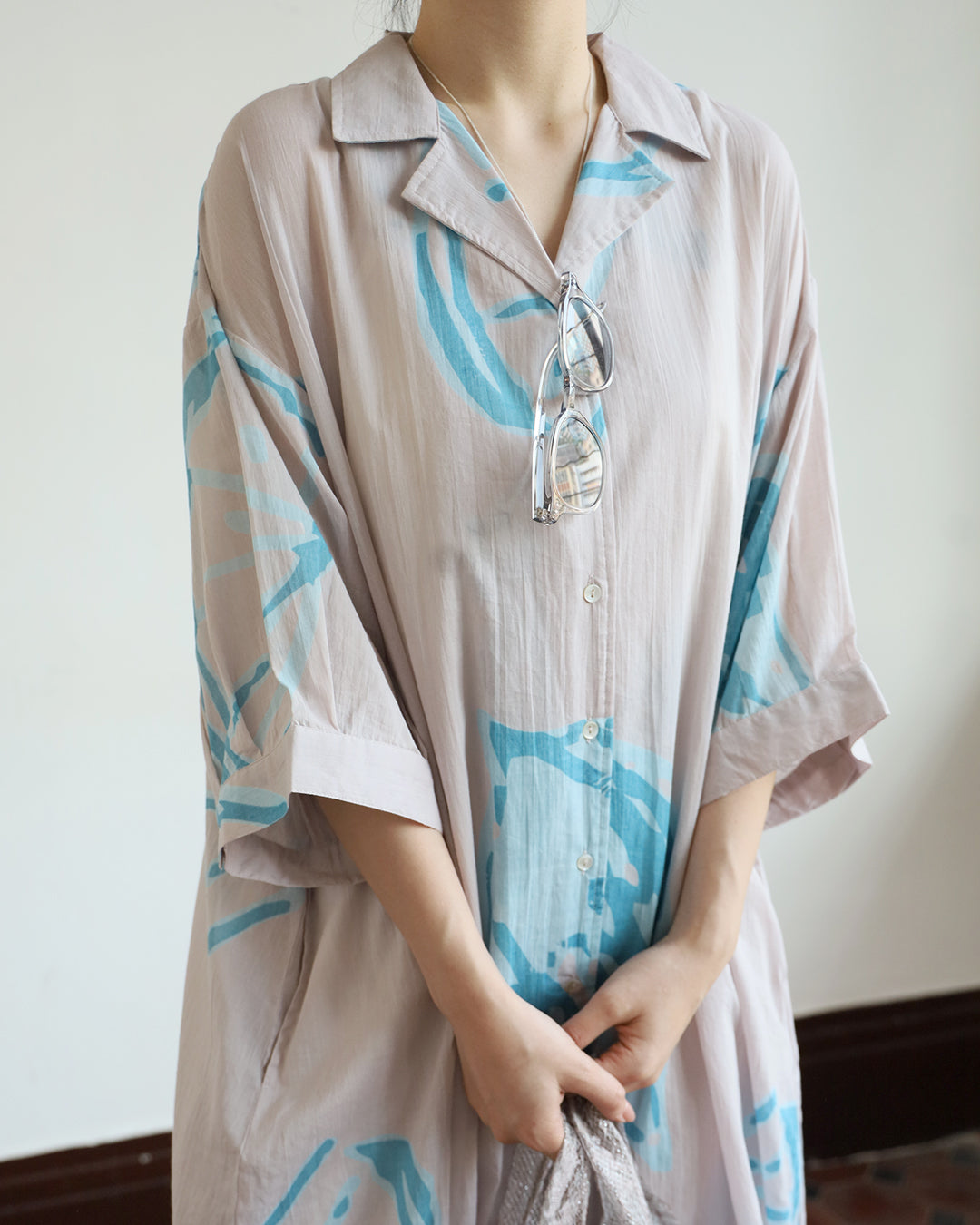 JAPAN BRAND - Grey Floral Cotton Dress