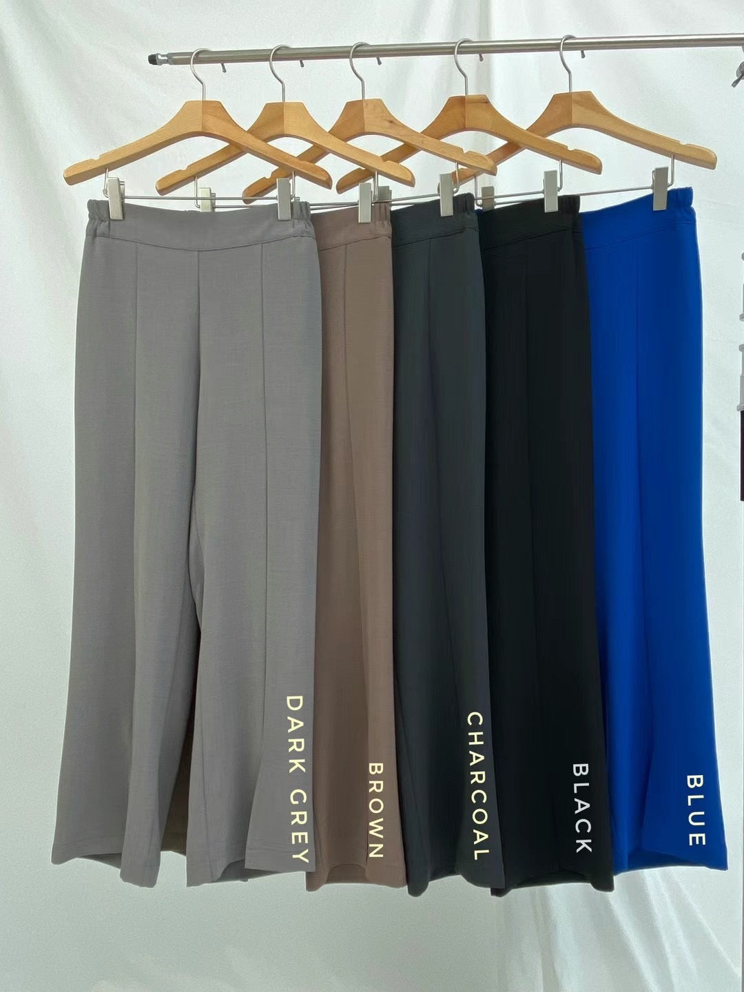 Elastic Front Split Pants - Black