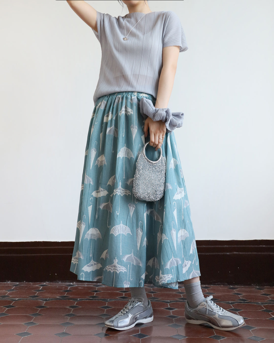 Pleated Top + Hair Band (set)