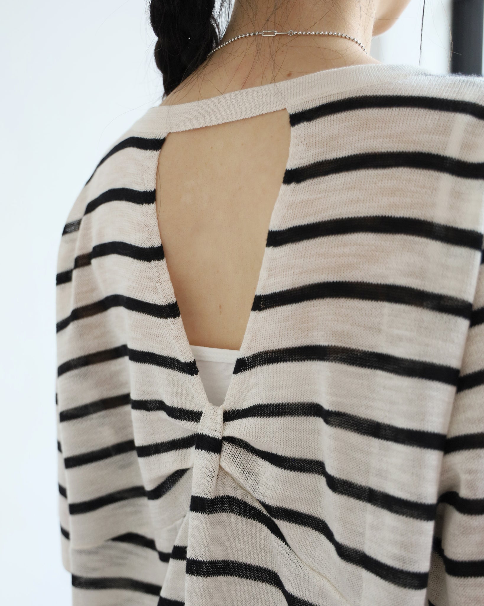 Cut Out Back Striped Knit Top (2 colors)
