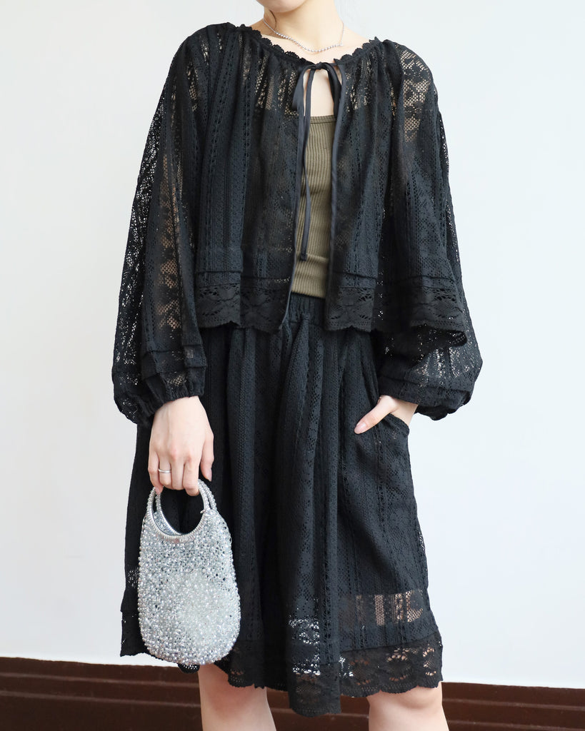 Lace Pintuck Details Outer (2 colors)