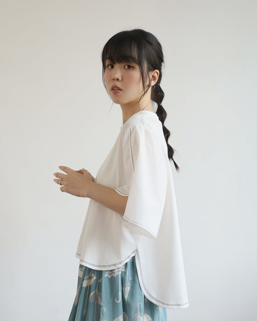 JAPAN BRAND - Mix Fabric Top (4 color)
