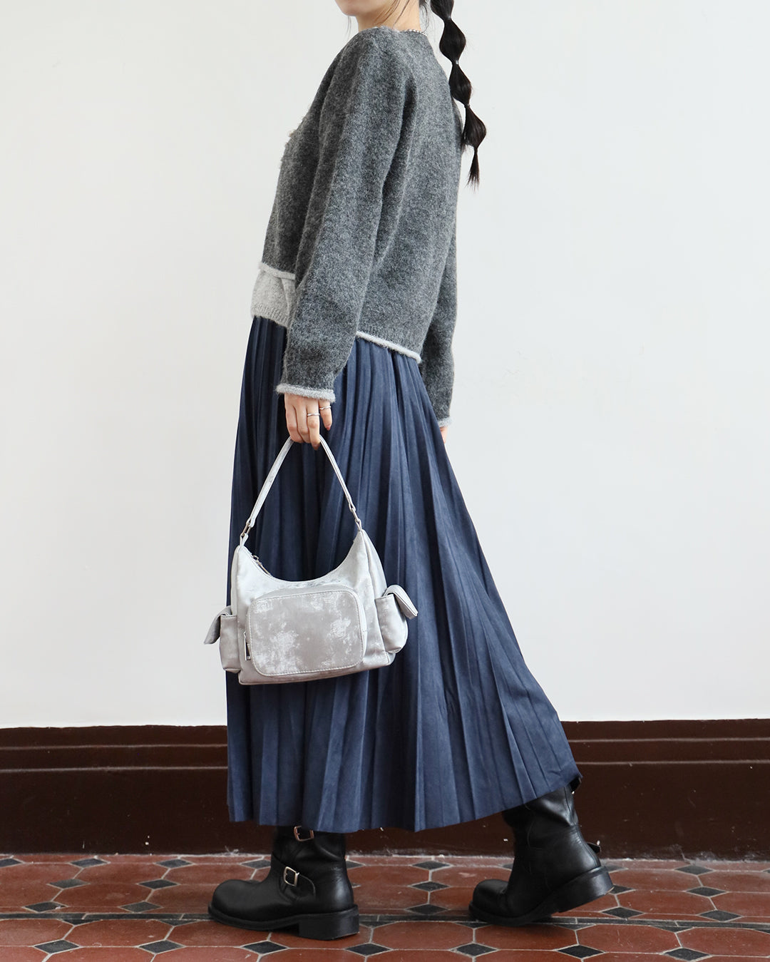 2 Tone Layer knit Top w/ Pearl Details (2 colors)